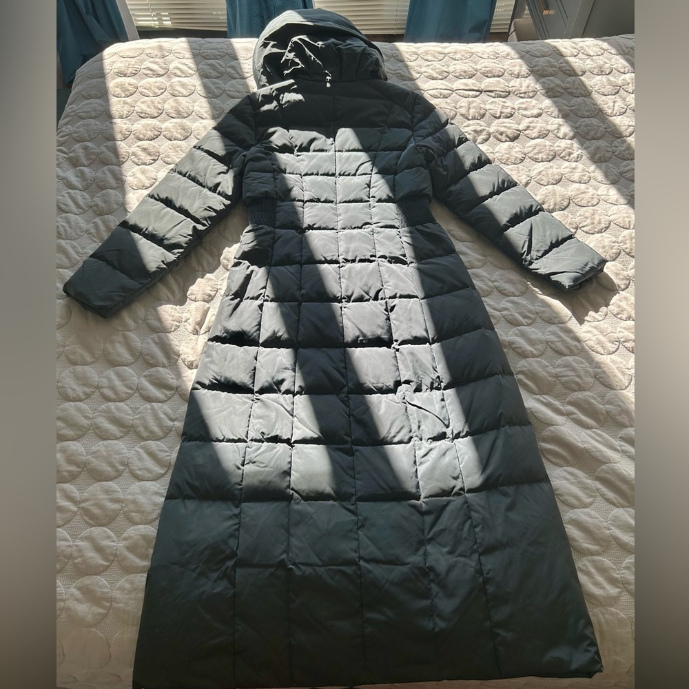 TALL Cole Haan Signature Long Down Hooded Puffer Heavy Duty Winter Coat LIKE NEW - Picture 3 of 12